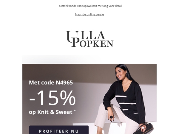 Alleen vandaag: 15% korting op knits en sweats