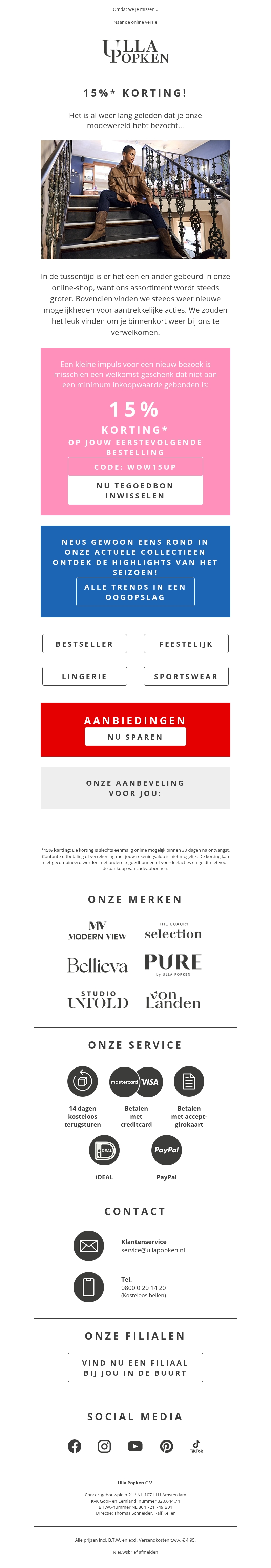 15% voor een weerzien met jou... 15% voor een weerzien met jou...
