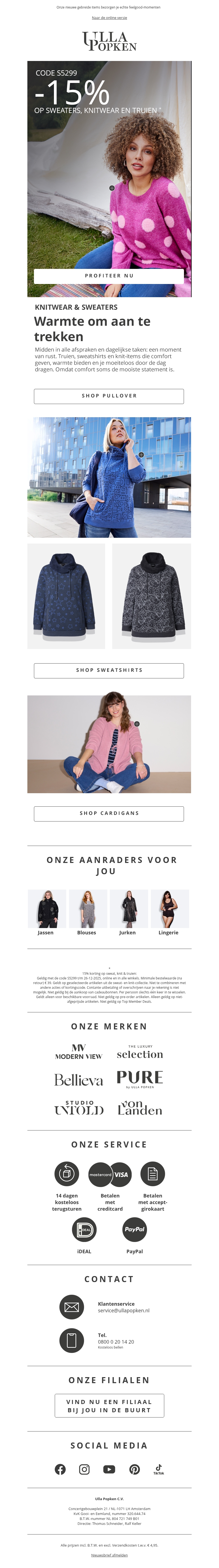 15% korting op knitwear, sweats & truien🎁✨ 15% korting op knitwear, sweats & truien🎁✨