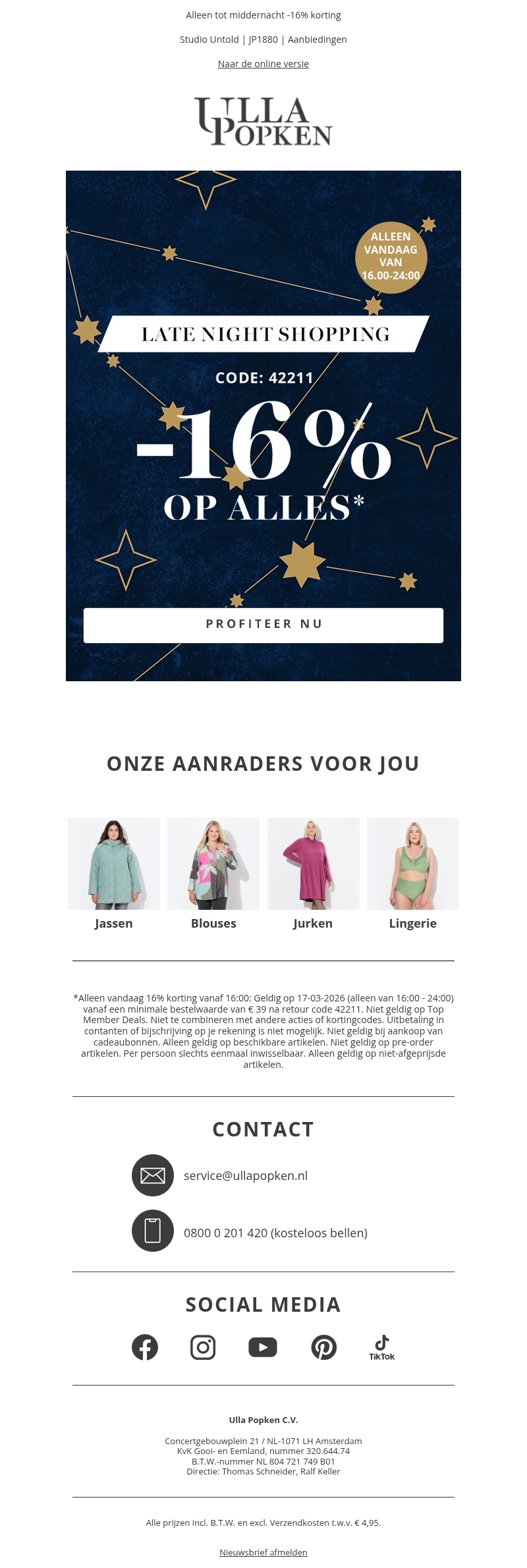 🎯 -16% korting bij late night shopping 🎯 -16% korting bij late night shopping