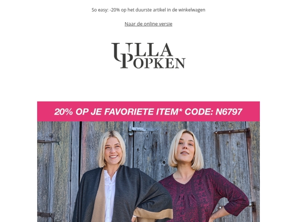 Jouw favoriete stuk nu met 20% korting