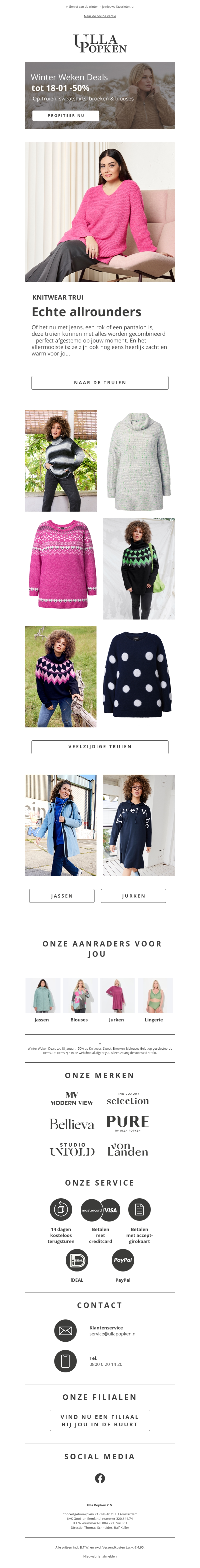 Tot wel 50% korting op knitwear, sweatshirts, broeken & blouses Tot wel 50% korting op knitwear, sweatshirts, broeken & blouses