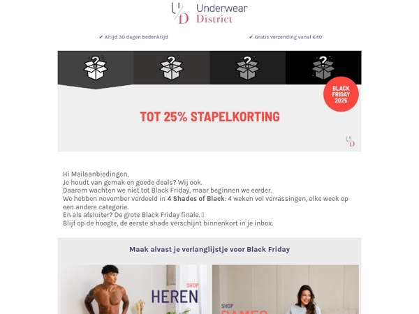 Black Friday begint vroeg bij Underwear District