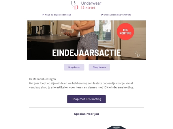 Sluit het jaar af met 10% korting op alles voor heren en dames
