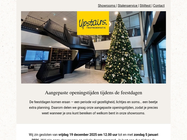 Kom naar de showroom tijdens de feestperiode!