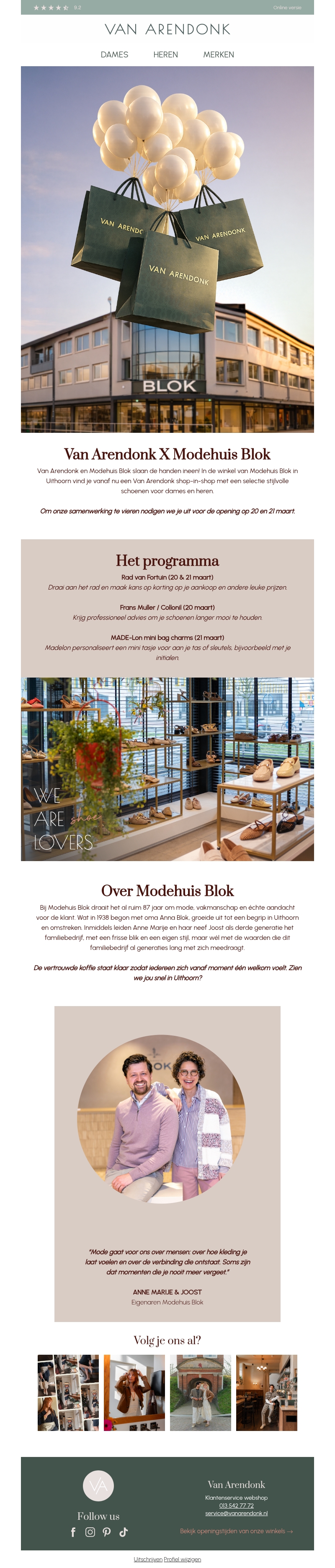 Van Arendonk x Modehuis Blok – vier het openingsweekend! ❤️ Van Arendonk x Modehuis Blok – vier het openingsweekend! ❤️