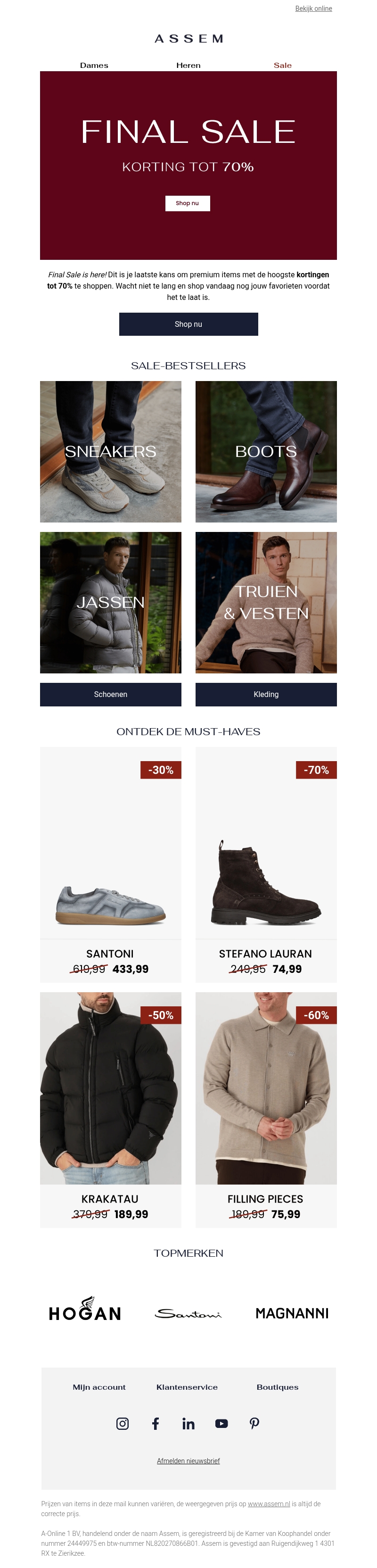 Final Sale: NU tot 70% korting ๐ข Final Sale: NU tot 70% korting ๐ข
