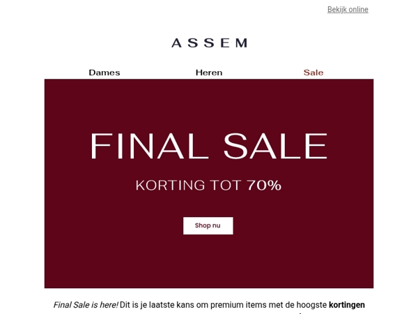 Final Sale: NU tot 70% korting 📢