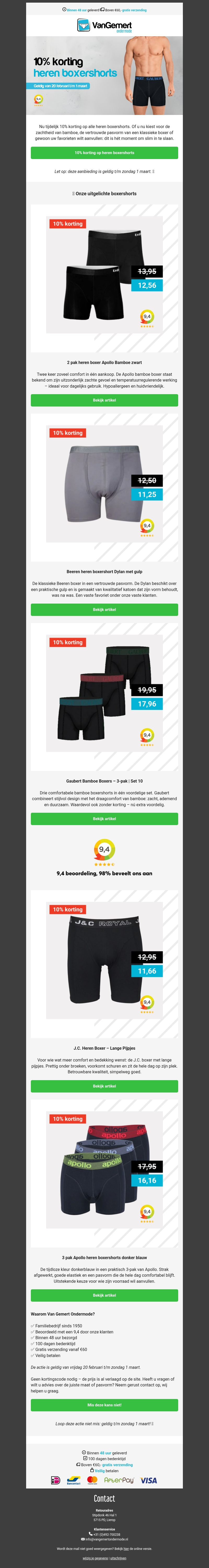 10% korting op heren boxershorts 10% korting op heren boxershorts