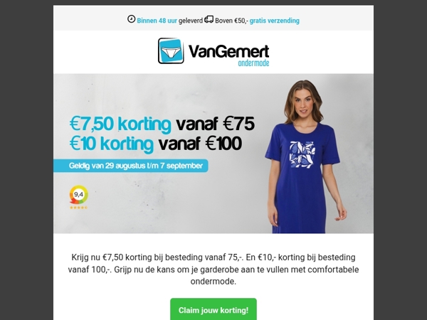 Krijg €7,50 of €10 korting op je bestelling!