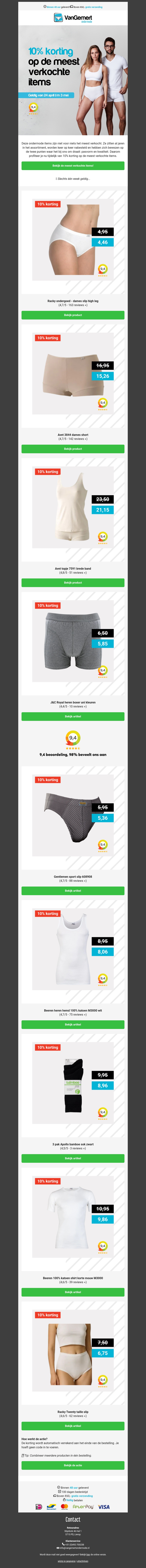 10% korting op de meest verkochte items 10% korting op de meest verkochte items