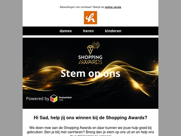 Stem op vanHaren bij de Shopping Awards 🏆