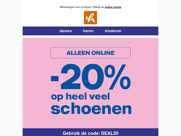 Alleen vandaag 20% korting op heel veel schoenen 👀