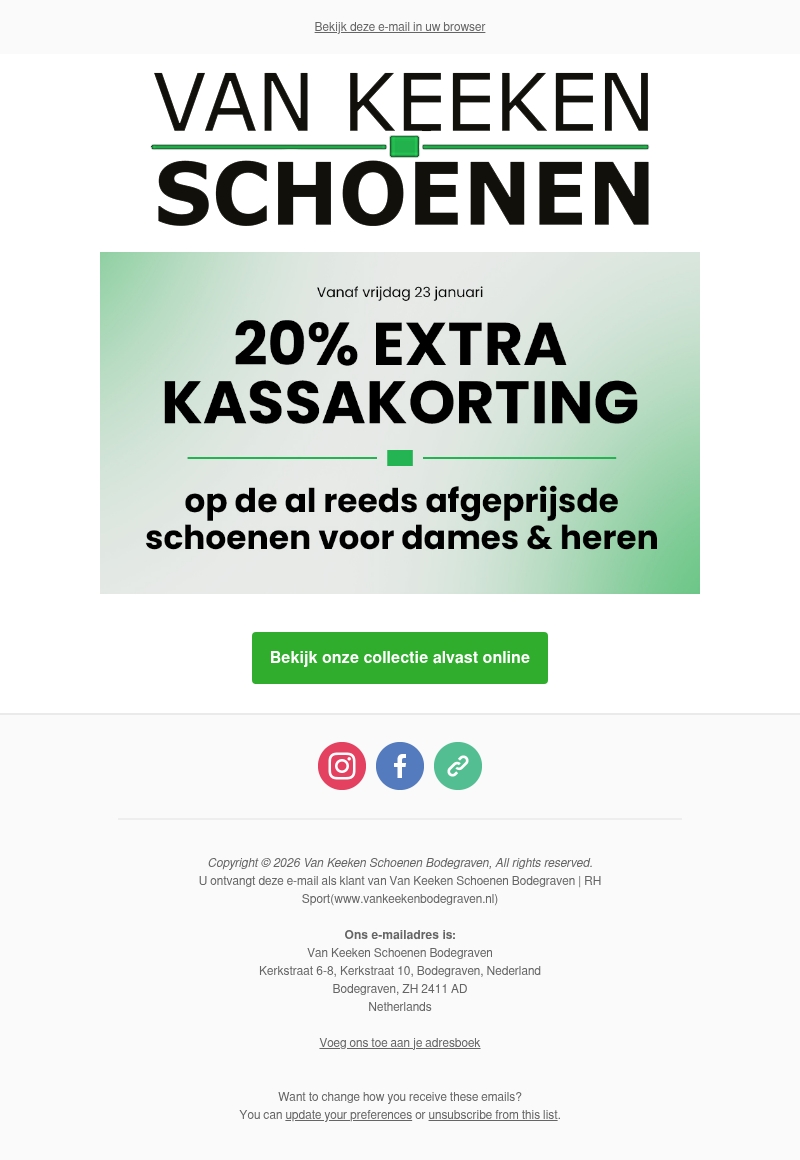 20% extra kassakorting vanaf 23 januari 20% extra kassakorting vanaf 23 januari