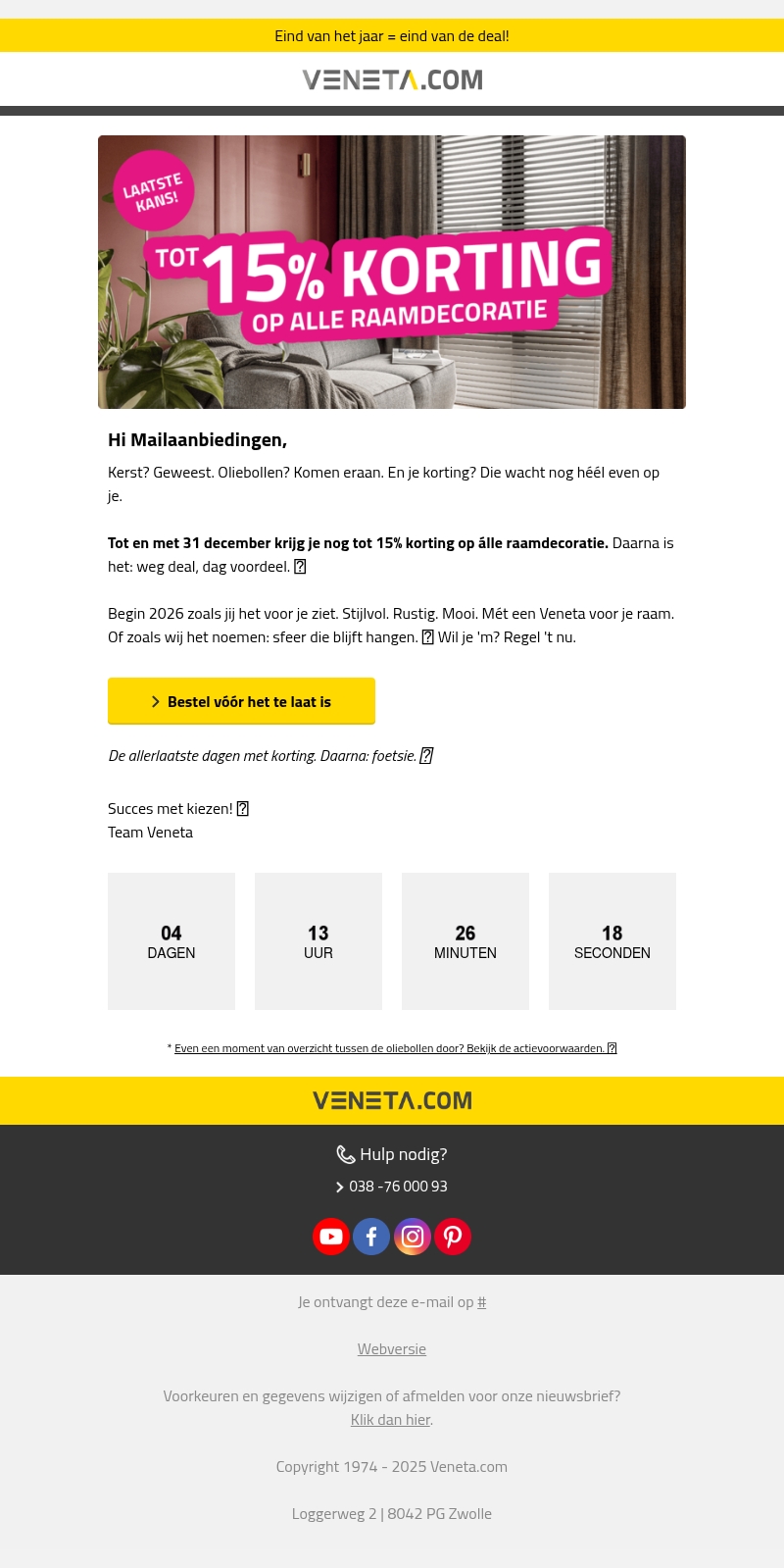 Laatste kans: jouw Veneta met korting! Laatste kans: jouw Veneta met korting!