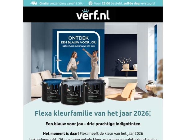 Flexa kleur van het jaar 2026 is hier: Drie blauwtinten!🔵