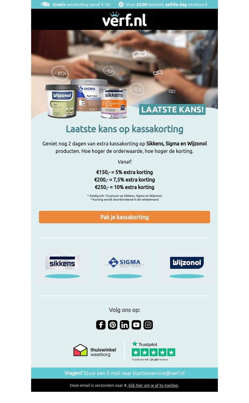 Laatste kans: Scoor nu je extra kassakorting! Laatste kans: Scoor nu je extra kassakorting!