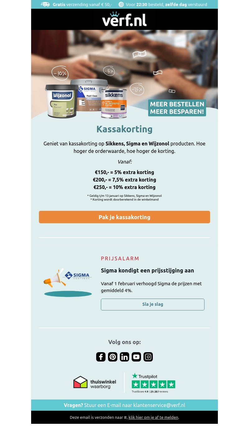 Geniet van kassakorting! Geniet van kassakorting!