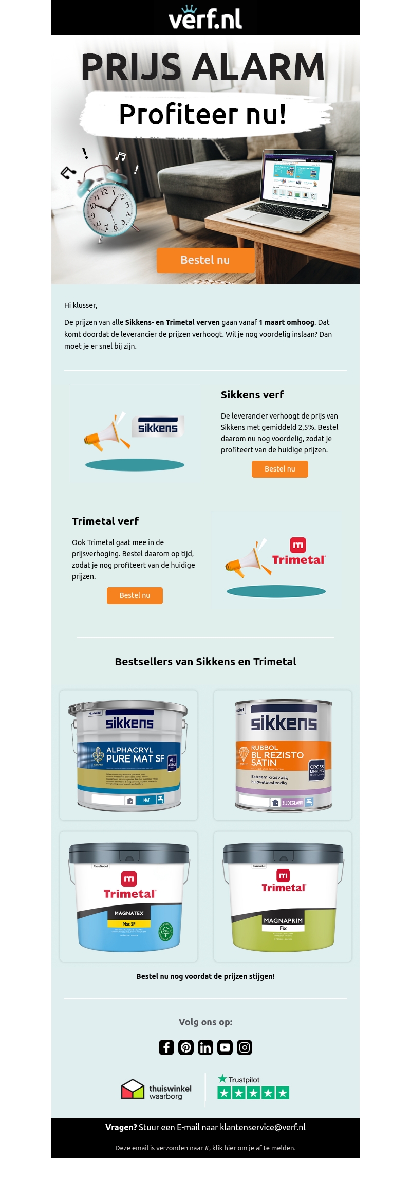 Prijsalarm: Sikkens en Trimetal prijzen verhogen! Prijsalarm: Sikkens en Trimetal prijzen verhogen!