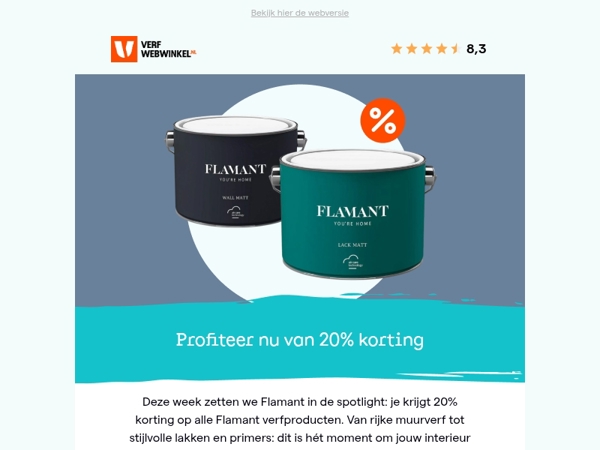 20% korting op alles van Flamant