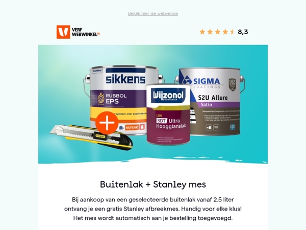 Gratis Stanley mes bij buitenlak