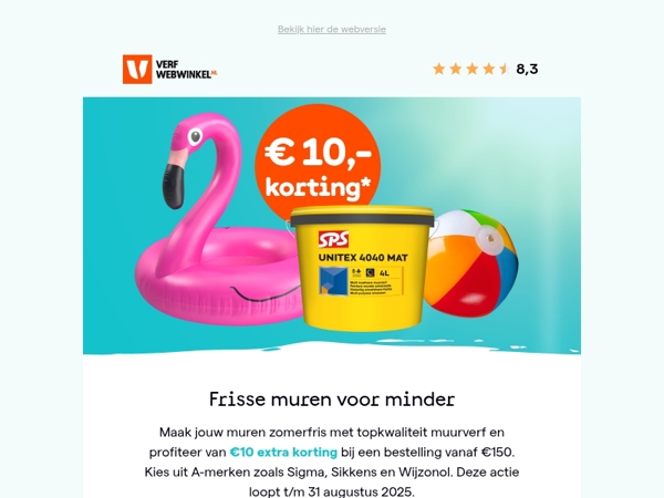 €10 korting op muurverf met de Zomer Vol Korting