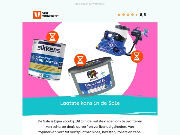 Laatste dagen Sale: hoge kortingen op verf & benodigdheden