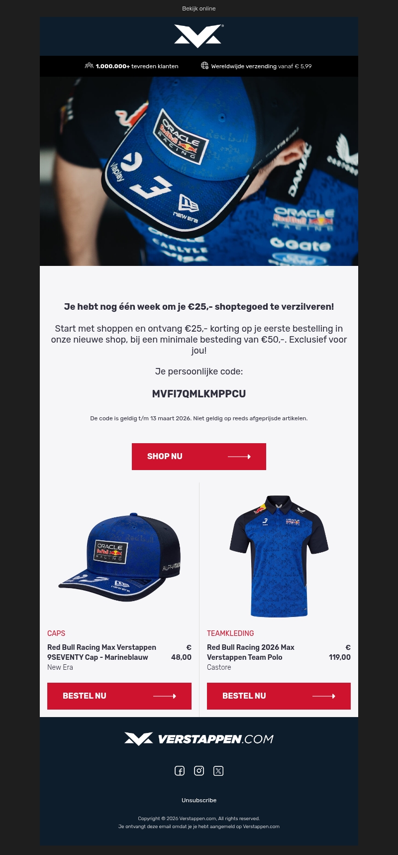 Nog 1 week: €25 shoptegoed Nog 1 week: €25 shoptegoed