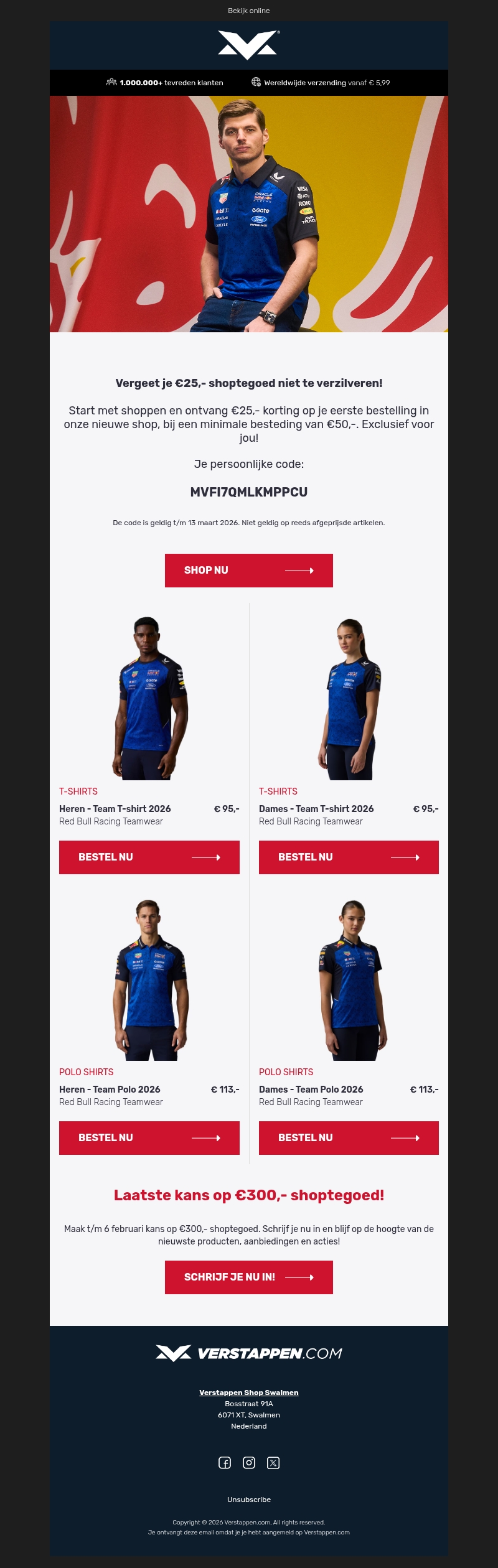 Vergeet je €25,- shoptegoed niet te verzilveren! Vergeet je €25,- shoptegoed niet te verzilveren!