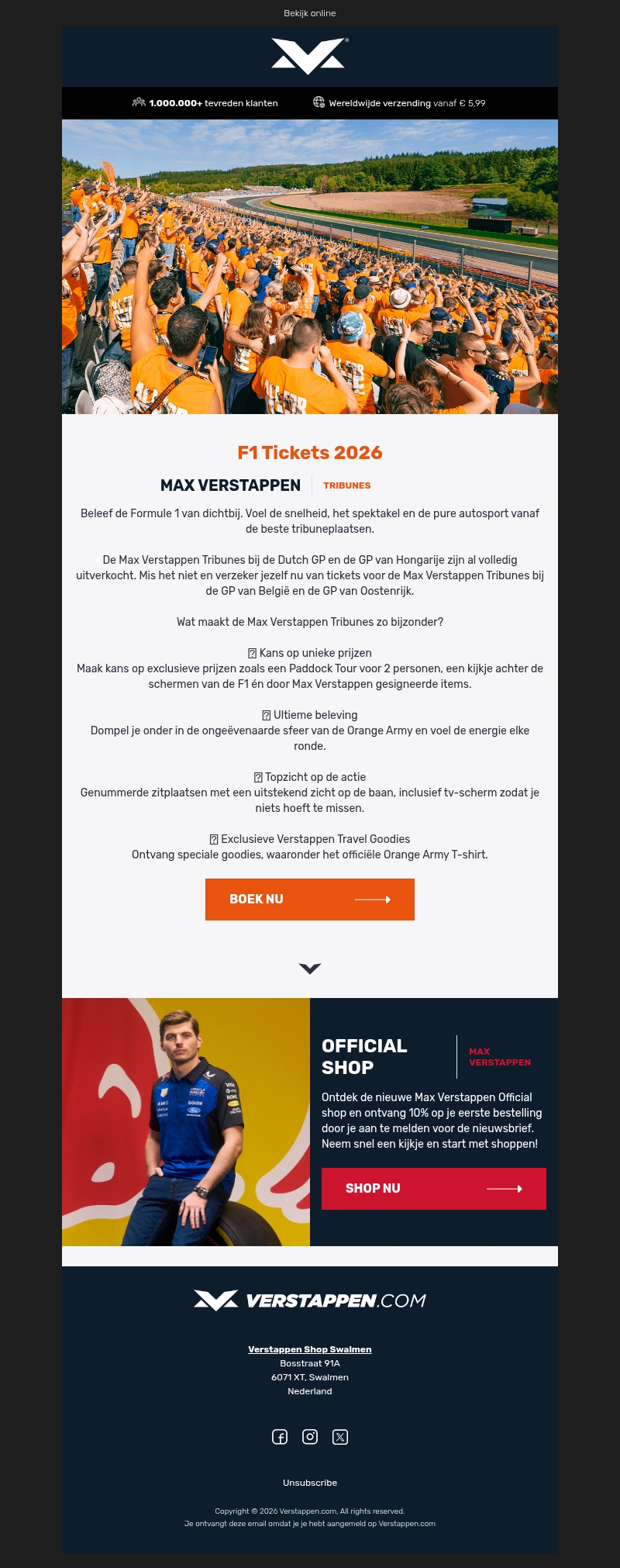 Beleef de Formule 1 vanaf de Max Verstappen Tribunes! Beleef de Formule 1 vanaf de Max Verstappen Tribunes!