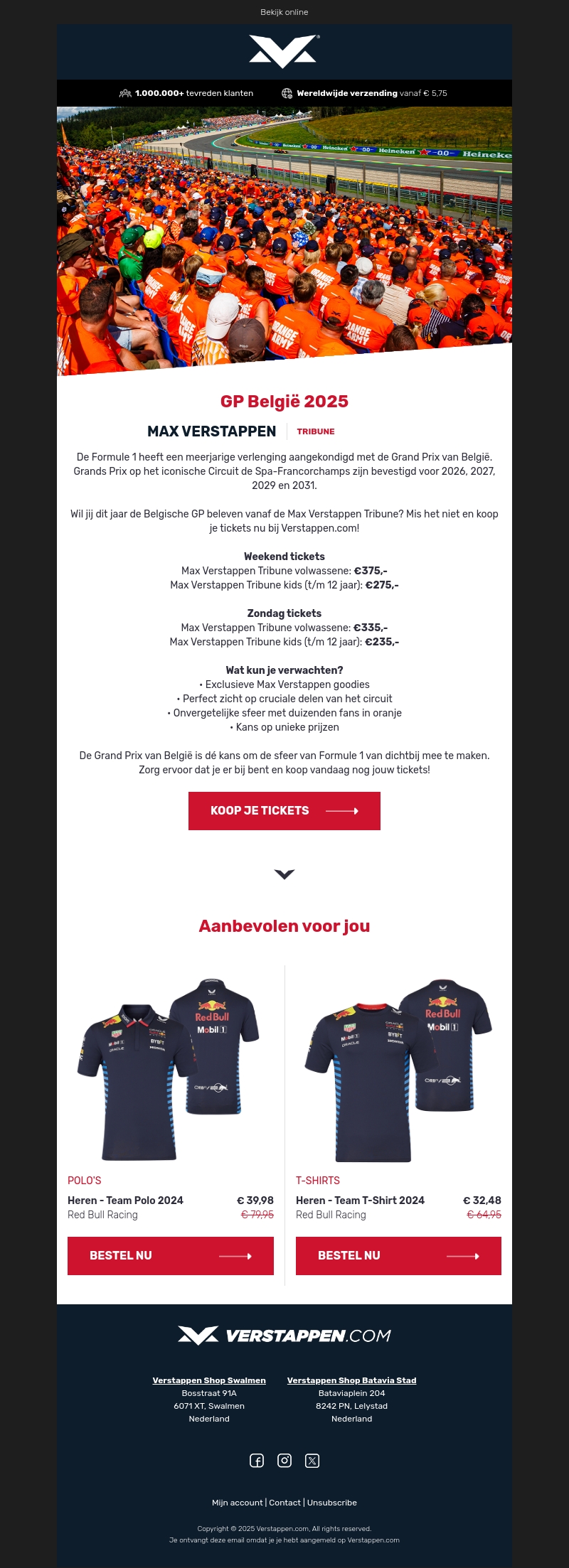 Mis het niet! Ervaar de Belgische GP vanaf de Max Verstappen Tribune! Mis het niet! Ervaar de Belgische GP vanaf de Max Verstappen Tribune!