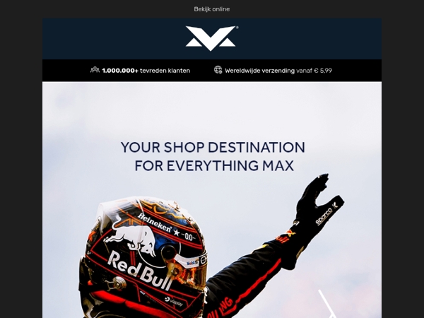 €25,- korting! Ontdek de nieuwe officiële Max Verstappen shop!