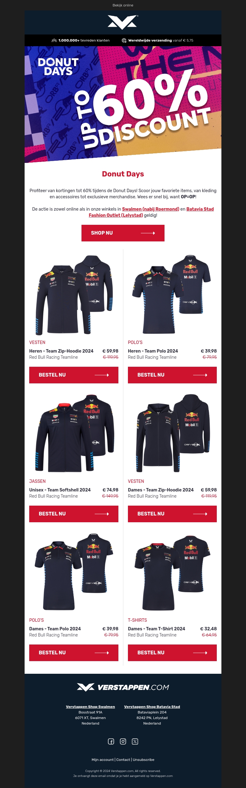 Tot wel 60% korting tijdens de Donut Days! Tot wel 60% korting tijdens de Donut Days!