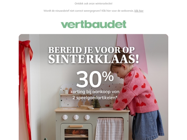30% korting bij aankoop van 2 of meer speelgoedartikelen voor Sinterklaas!*