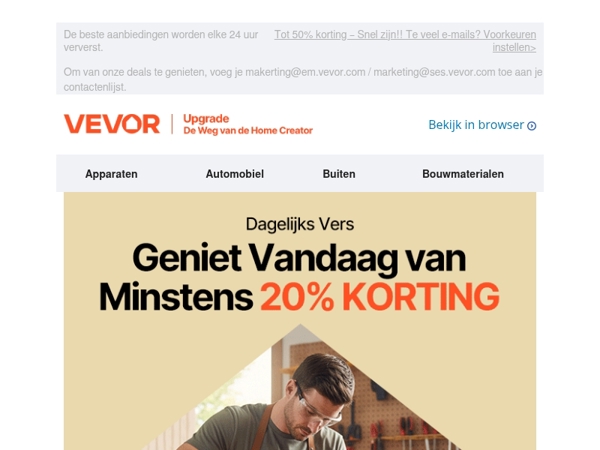 Tot 20% korting op nieuwe aanbiedingen
