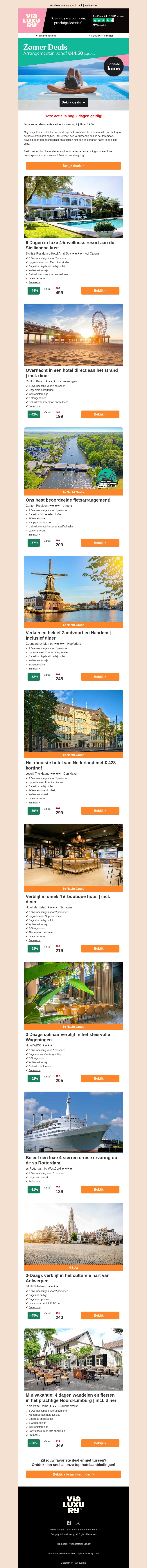 ⏰ Laatste kans 🌞 Zomerdeals vanaf €44,50! ⏰ Laatste kans 🌞 Zomerdeals vanaf €44,50!