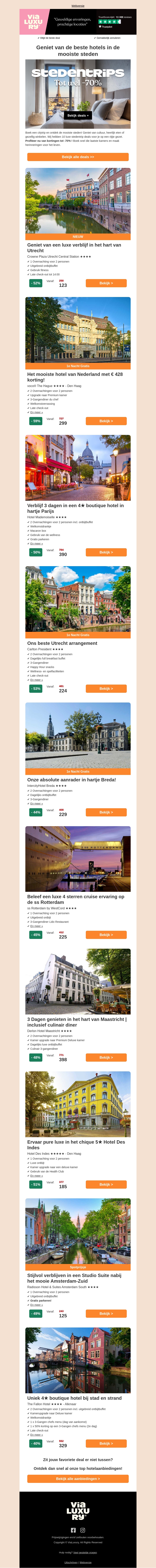 Herinnering: Luxe stedentrips met korting tot € 428,-! Herinnering: Luxe stedentrips met korting tot € 428,-!