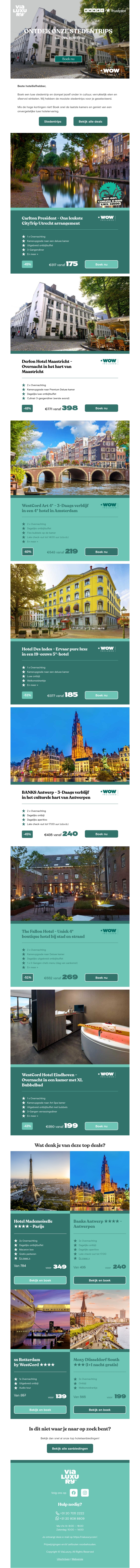 Luxe stedentrips voor een spotprijsje Luxe stedentrips voor een spotprijsje