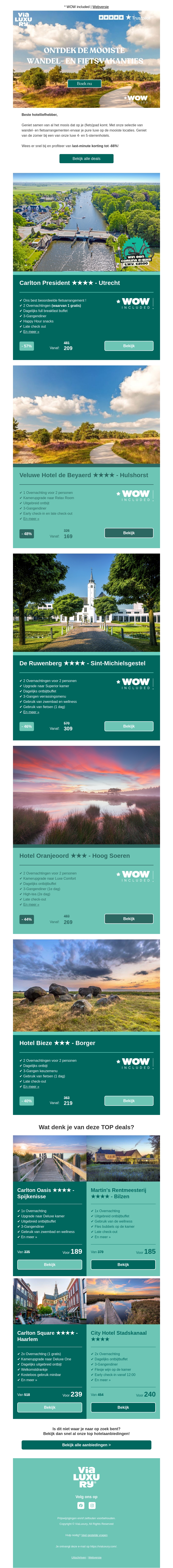 RE: Last minute korting op wandel- en fietsarrangementen RE: Last minute korting op wandel- en fietsarrangementen