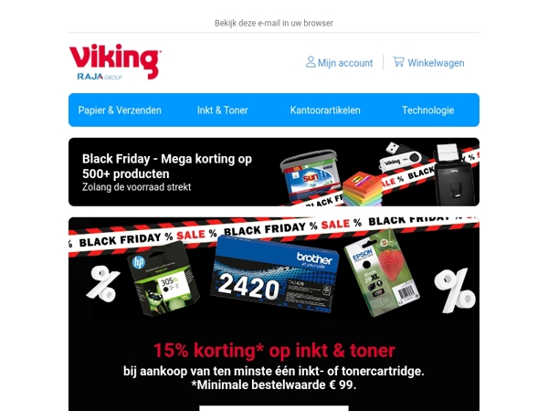 Black Friday: 15% korting op inkt & toner