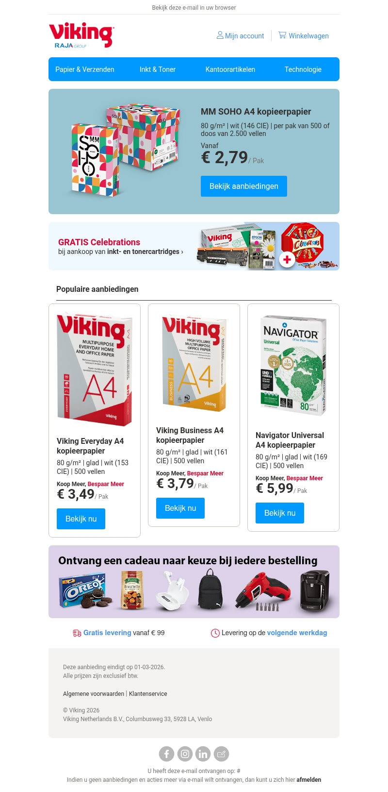 Kopieerpapier vanaf 2,79 per pak Kopieerpapier vanaf 2,79 per pak