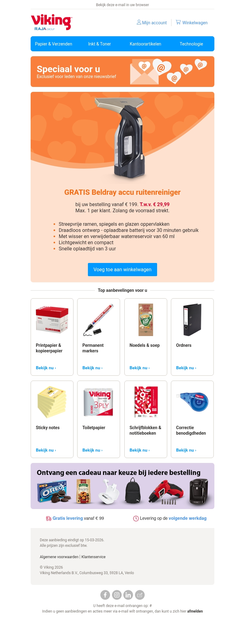 π Gratis Beldray accu ruitenreiniger t.w.v. β¬29,99 π Gratis Beldray accu ruitenreiniger t.w.v. β¬29,99