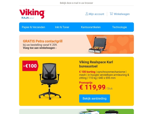 €100 korting op Viking bureaustoel