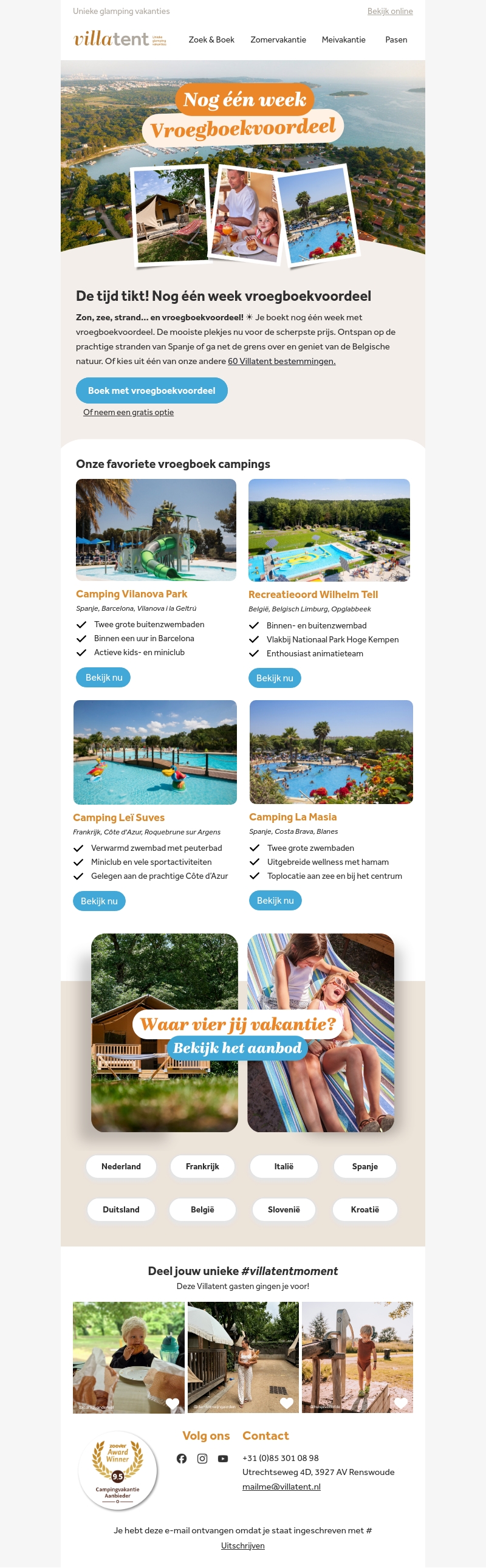 De tijd dringt! Nog één week vroegboekkorting 🏕️ De tijd dringt! Nog één week vroegboekkorting 🏕️