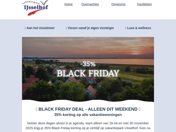 🖤 Black Friday-aanbieding: 35% korting op alle vakantiehuizen!