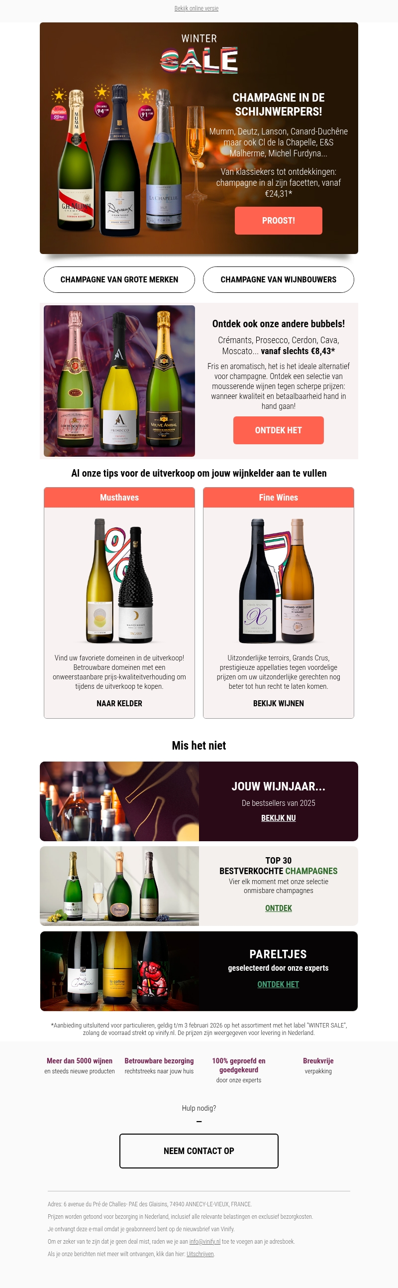 Champagne in de spotlight – Winter Sale: tot -25% korting Champagne in de spotlight – Winter Sale: tot -25% korting
