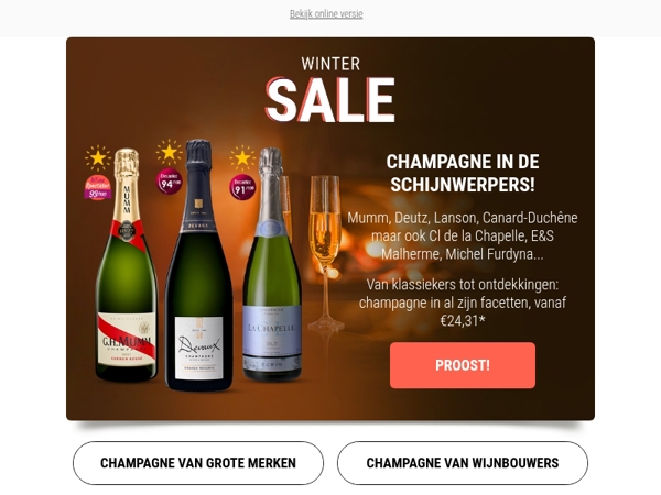Champagne in de spotlight – Winter Sale: tot -25% korting