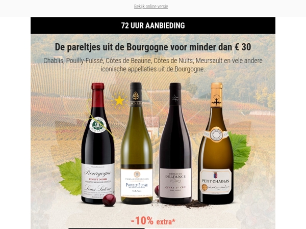 Slechts 72 uur: -10% op betaalbare Bourgognewijnen