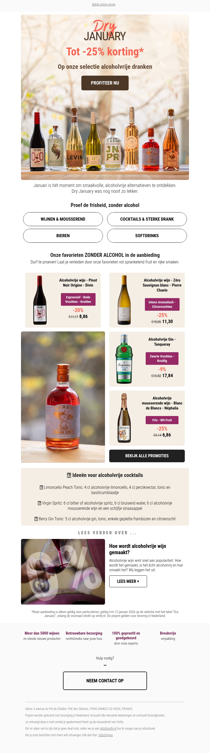 Dry January deals: tot 25% korting op alcoholvrij Dry January deals: tot 25% korting op alcoholvrij