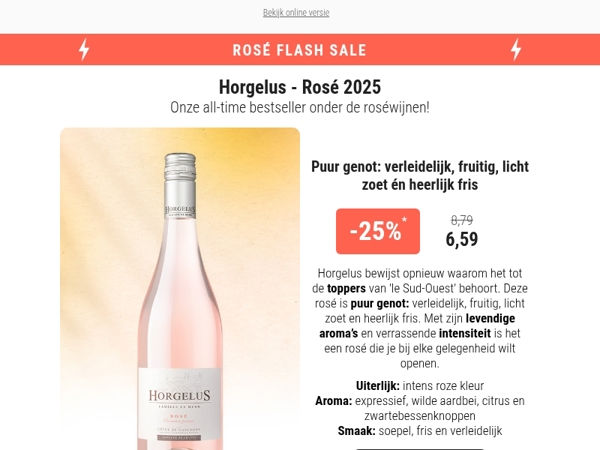 Rosé Flash Sale⚡Tot 25% korting op bestsellers roséwijnen 🌺
